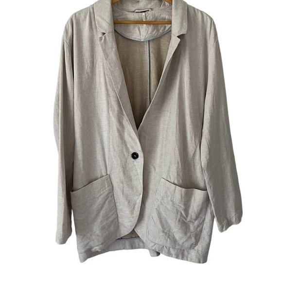 New-Free People Simply Perfect Linen Blazer Size M - Picture 3 of 6